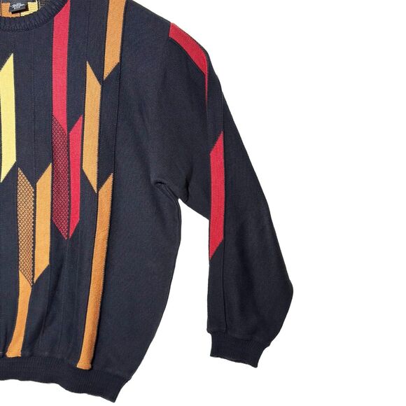 Tosani 3D Knit Sweater VTG 90s Y2K Coogi Biggie Style Men’s M 100% Cotton EUC - Picture 3 of 8